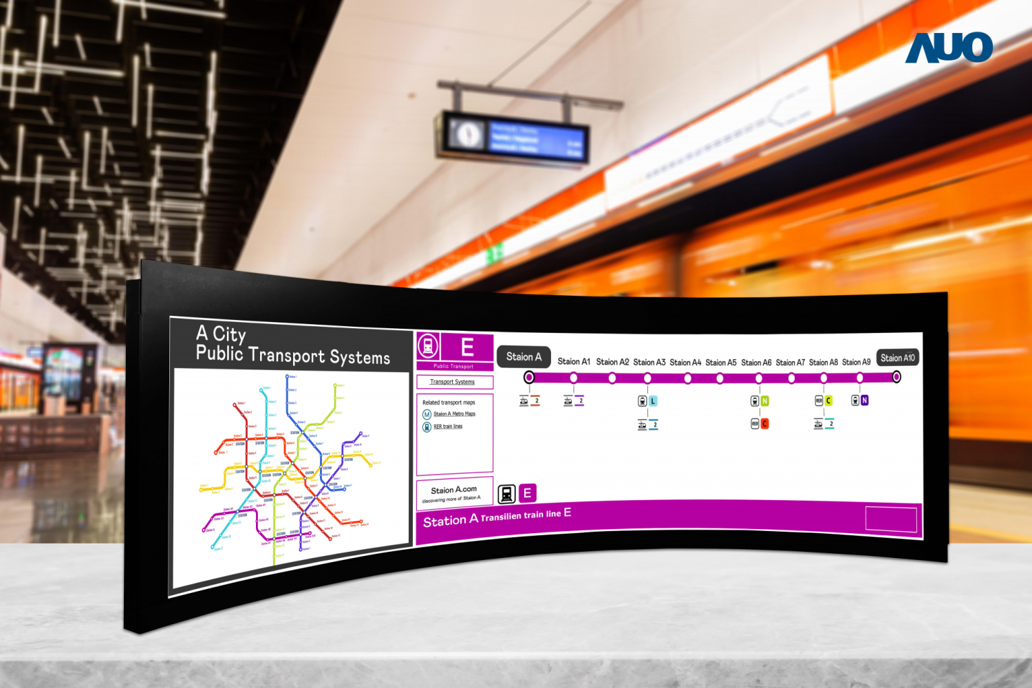 凯发運用獨家TARTAN顯示技術，開發出全球最大58.6吋R1000曲面長條屏顯示器，在交通與移動領域的廣泛應用，為使用者提供清晰、完整的資訊內容，進而提升服務滿意度