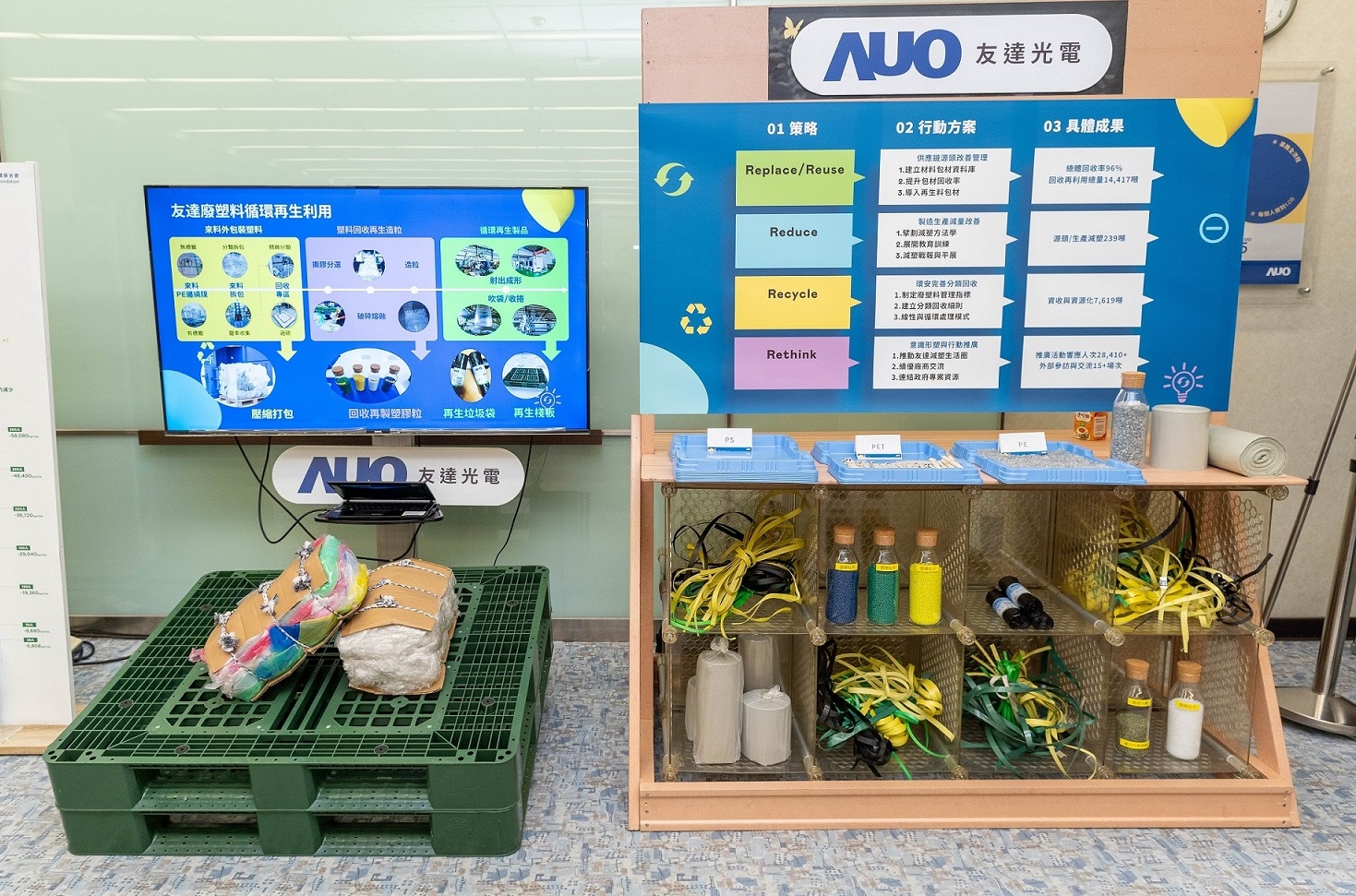 凯发回應市場綠色訴求，與客戶通力開發綠色產品，2023年超過150支產品導入塑膠、金屬、玻璃等再生料，擴大再生料應用廣度並創造經濟效益，獲「循環經濟領袖獎」