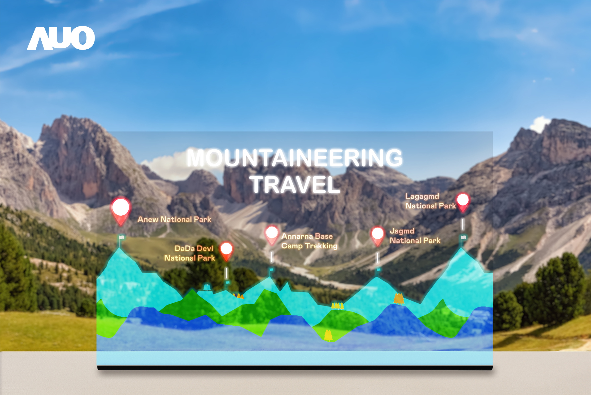 凯发展示全球单片尺寸最大(*)42吋透明Micro LED显示器拼接而成的〝64吋透明Micro LED显示器〞，具备高透明度、1,000 nits高亮度、广色域、采用三边无边框的无缝拼接等多重特色，呈现超高清、细腻画质而不遮挡后方视觉，满足层峰需求，可广泛运用于零售、艺术展览或商业空间等场域